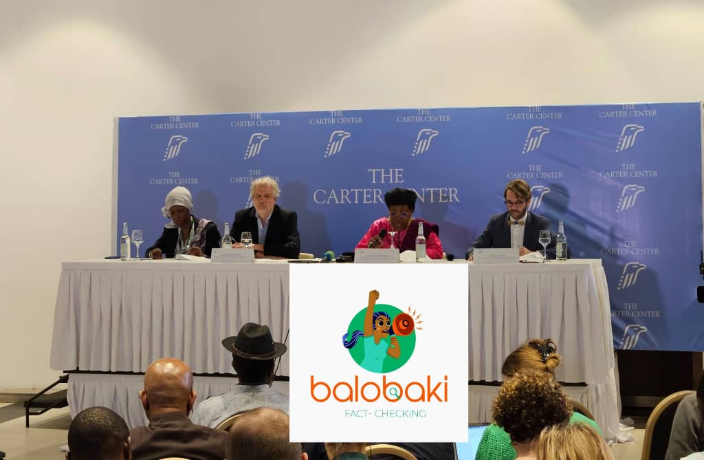 Photo taken at the Carter Center press briefing in Kinshasa / Balobaki, December 2023